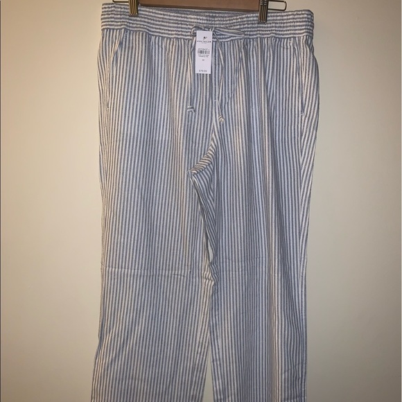 Ann Taylor Pants - Ann Taylor Easy linen pants blue striped size medium